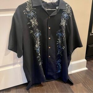 Caribbean Black Floral Embroidered Shirt